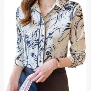Marble Print Button-Up Shirt